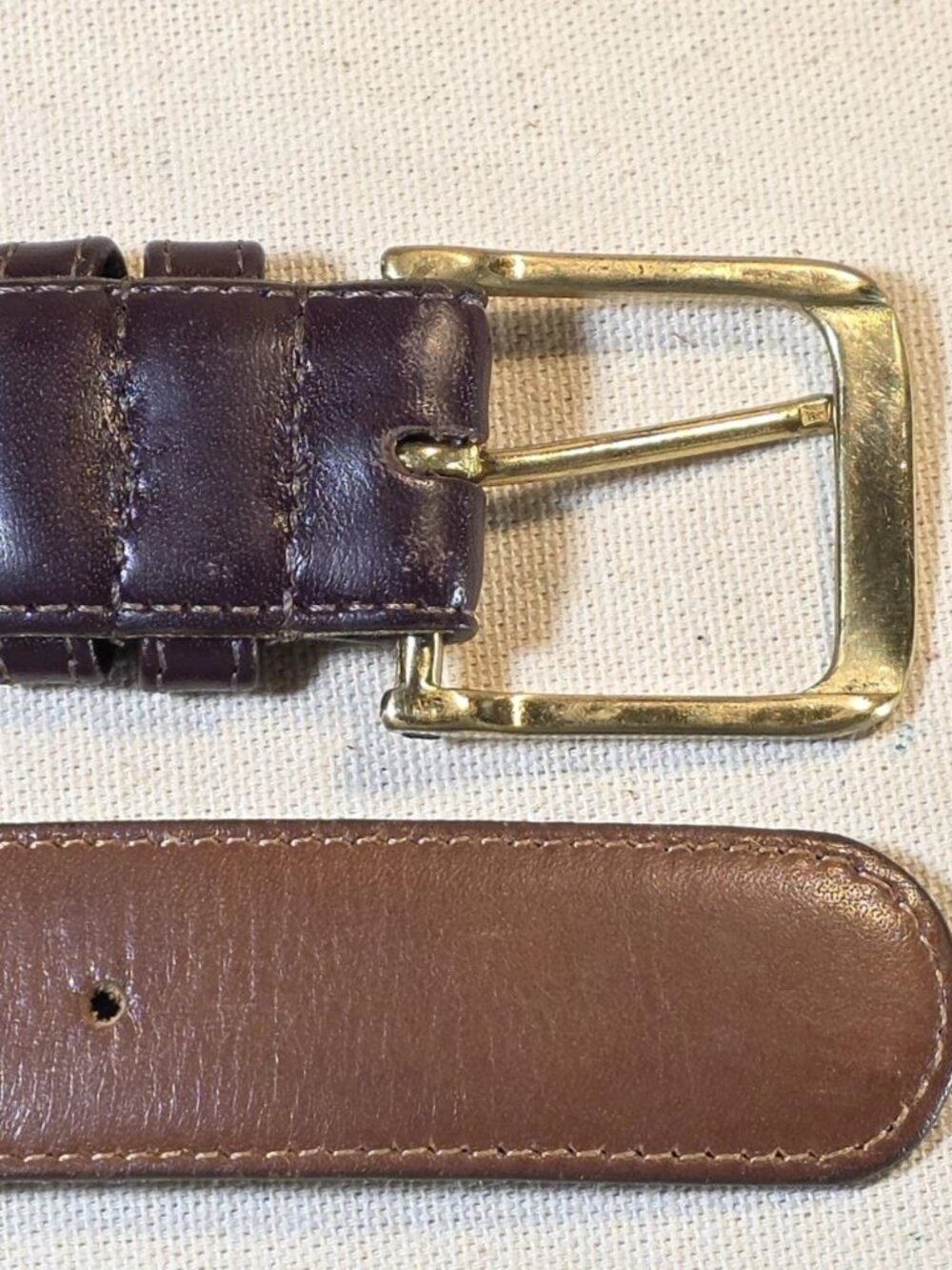 Coach 44" Brown Burnished Cowhide Leather Belt Solid Brass 016567